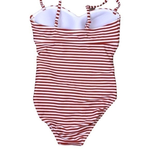 Kona Sol Twist Front Striped One Piece Swimsuit, Size Small - Red & White - Picture 4 of 8